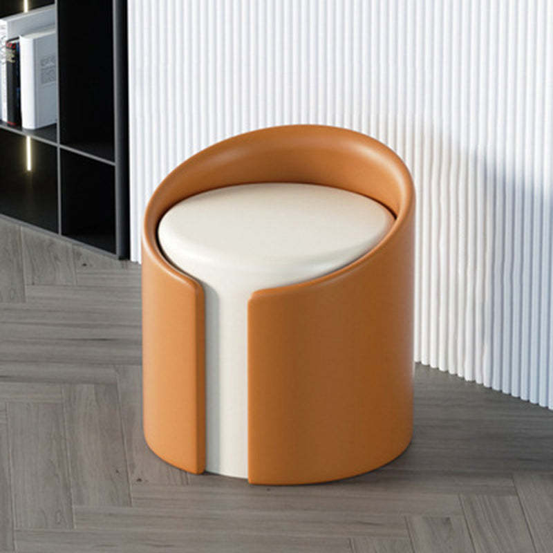 Minimalist Leather Wood Cylinder Footstool