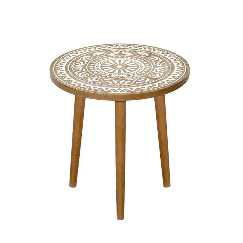 Contemporary Patterned Wood Iron Coffee Table