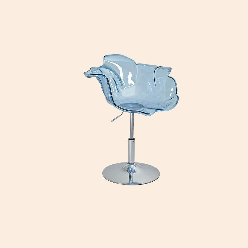 Contemporary Petal Acrylic Liftable Dining Chair — Orange Seat + Gold Base