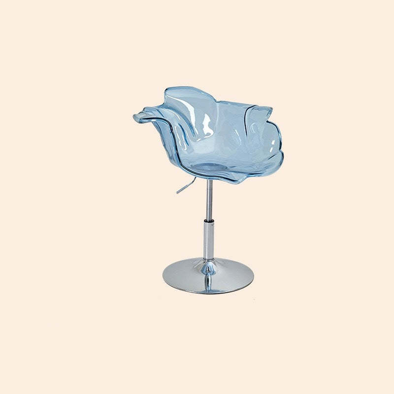 Contemporary Petal Acrylic Liftable Dining Chair — Orange Seat + Gold Base