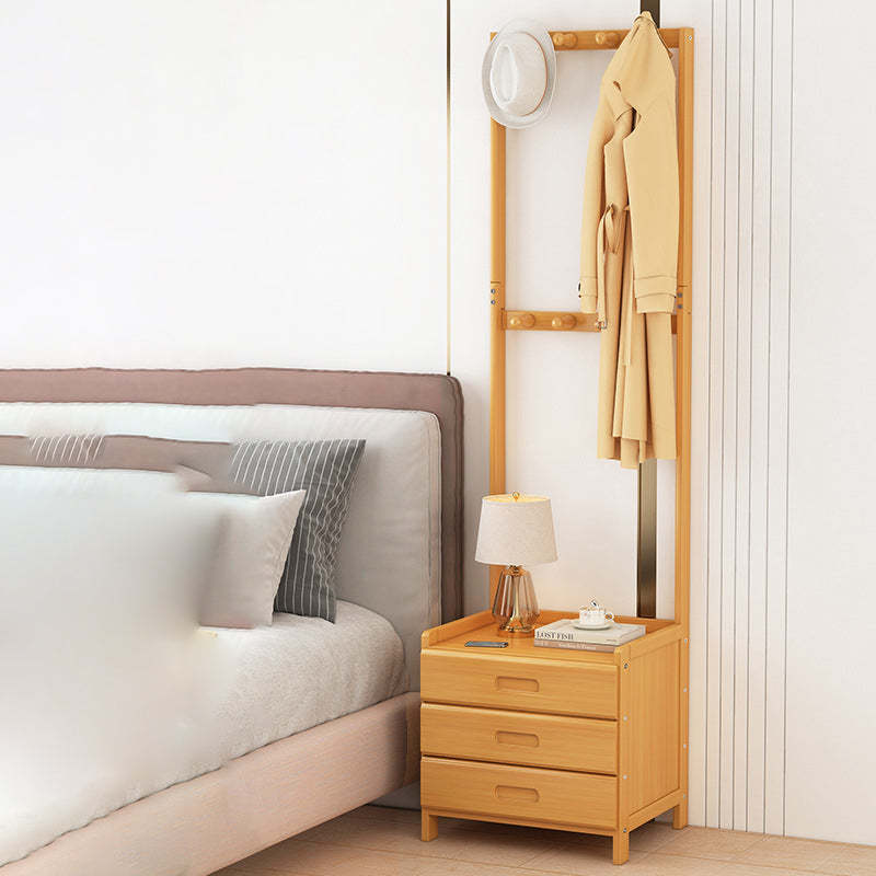 Minimalist Bamboo Coat Rack Nightstand 1/3-Drawer