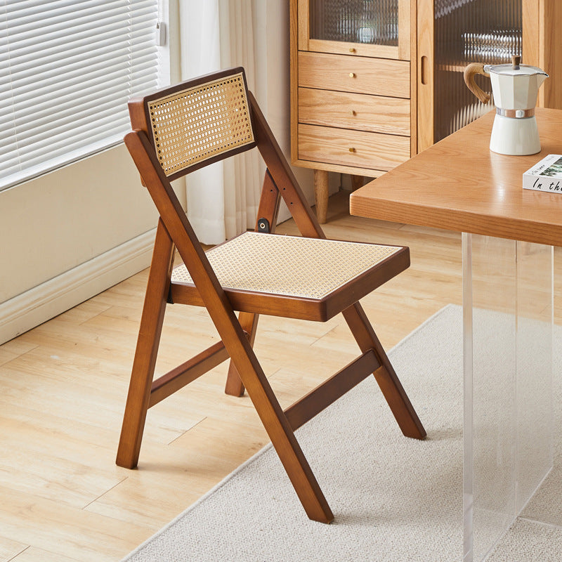 Vintage Rattan Rubberwood Dining Chair