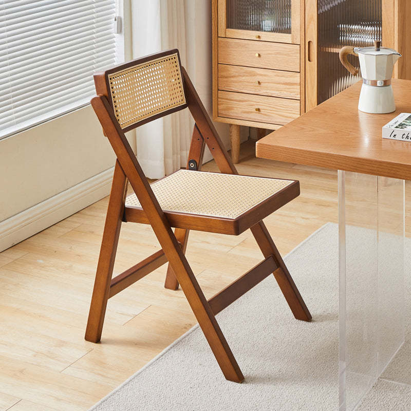 Vintage Rattan Rubberwood Dining Chair