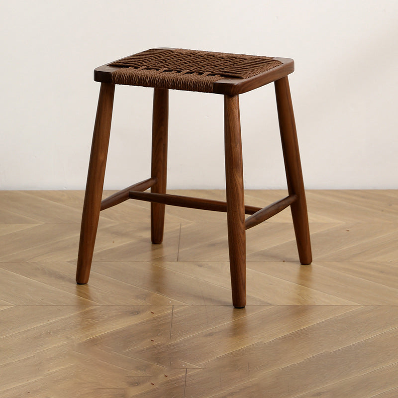 Japanese Rope Woven Wooden Bar Stool