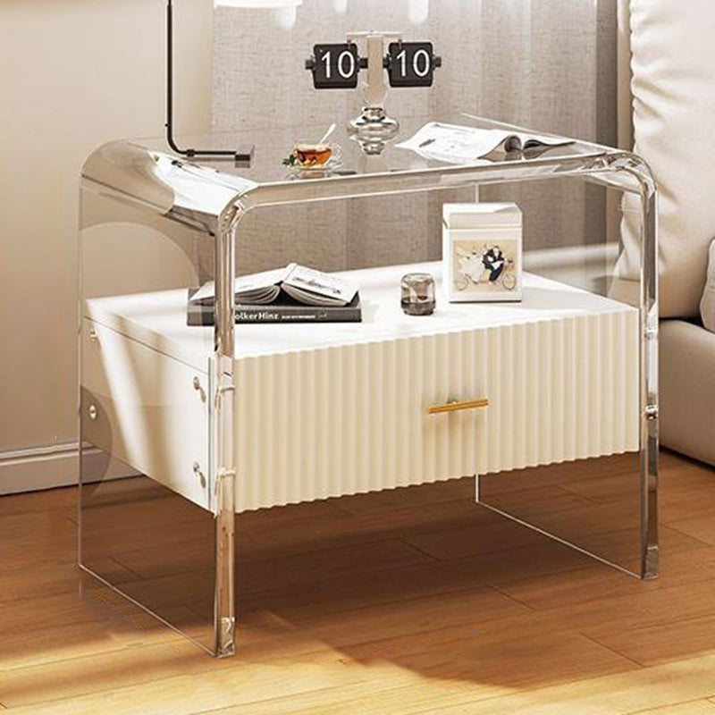 Modern Acrylic Solid Wood 1-Drawer Nightstand