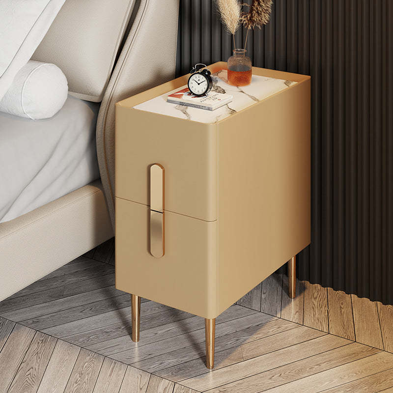 Scandinavian Rock Plate Nightstand 2-Drawer — Light Gray