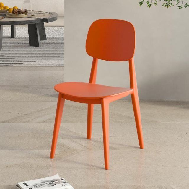 Scandinavian Macaron Plastic Dining Chair — Orange