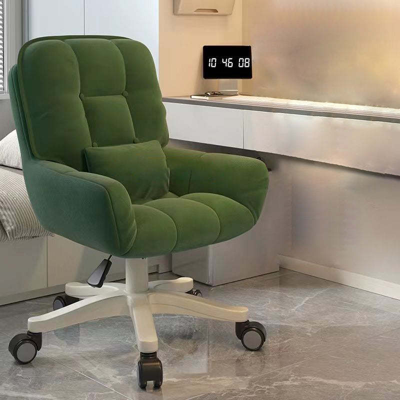 Minimalist Velvet Leather Rotatable Vanity Stool — Latex / PU Leather / White