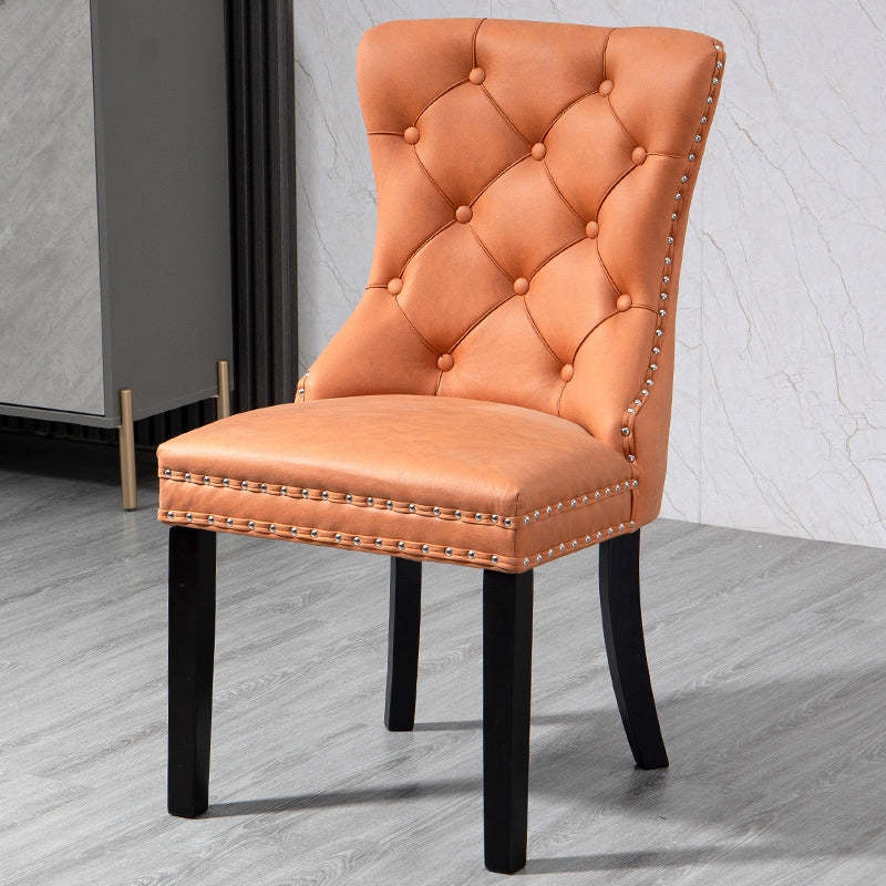 Traditional upholstered tufted dining chairs & benches in fabric — Orange