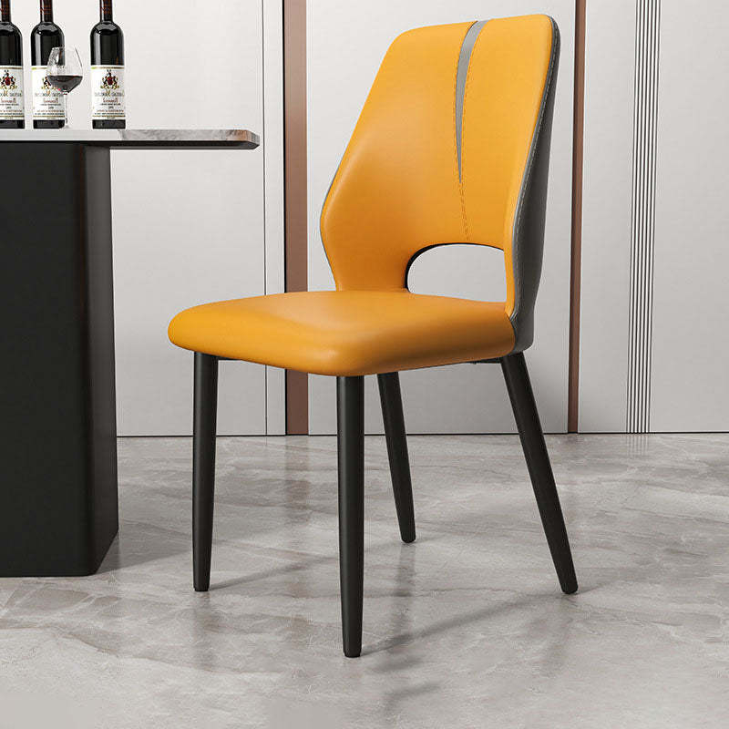 Modern Leather Steel Cushion Dining Chair