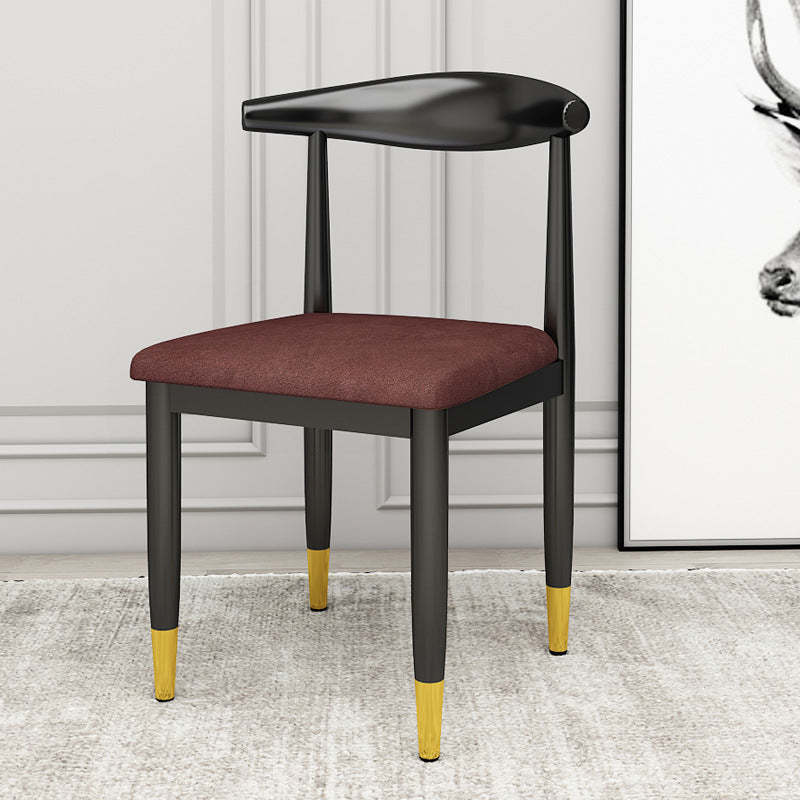 Luxury PU Leather Dining Chair — Brown Fabric Seat