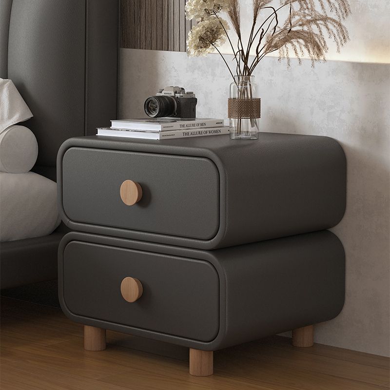 Scandinavian Solid Wood Square Nightstand 2-Drawer