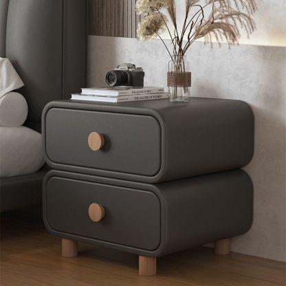 Scandinavian Solid Wood Square Nightstand 2-Drawer