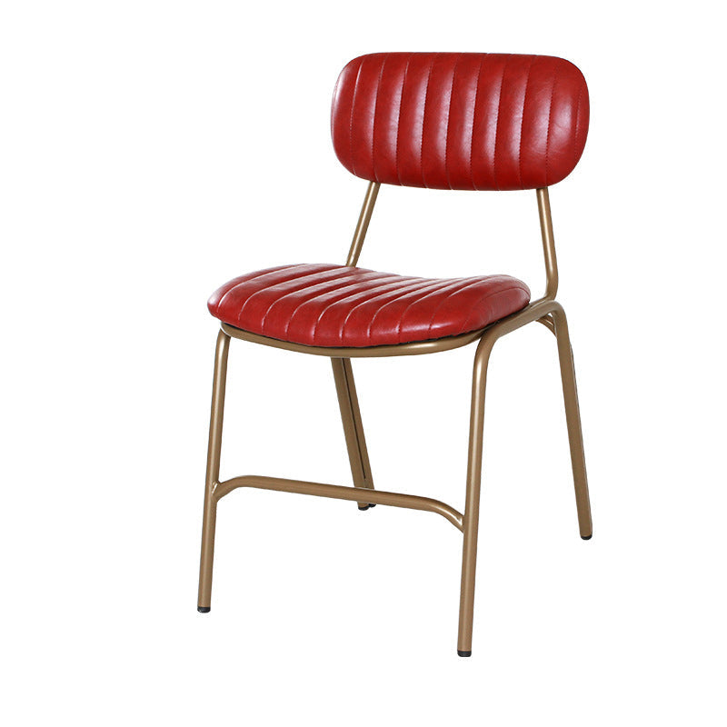 Industrial Leather Iron Striped Dining Chair