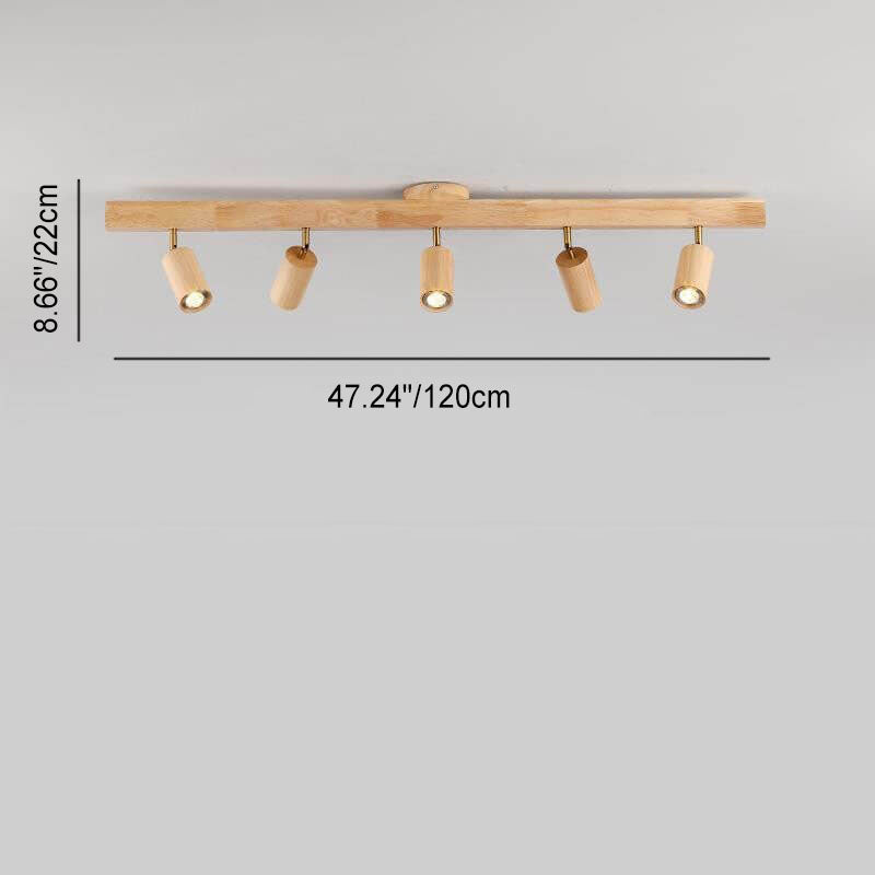 Japanese Wooden Track LED Semi-Flush Ceiling Light