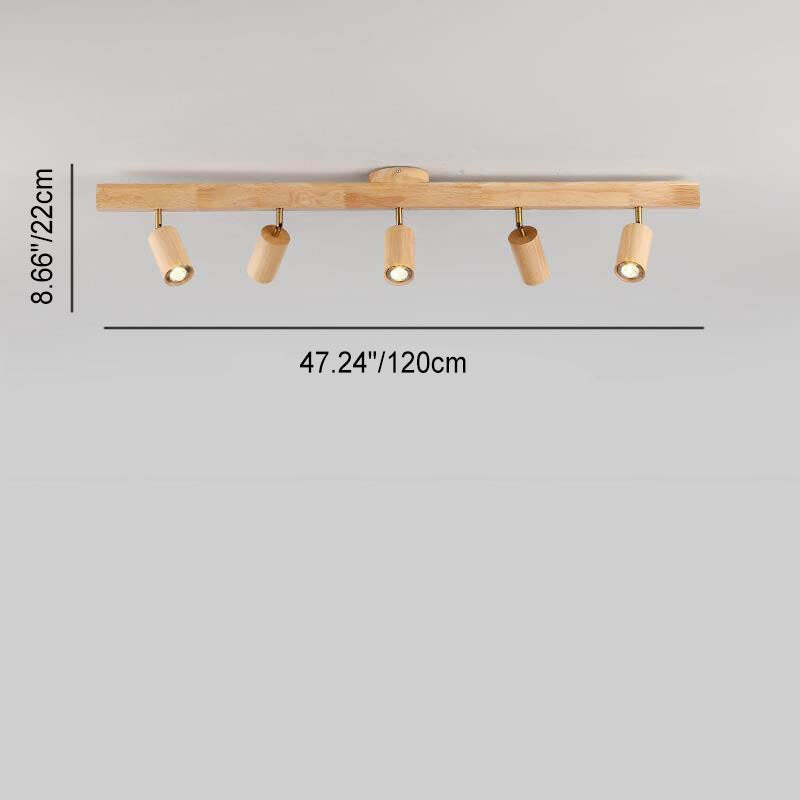 Japanese Wooden Track LED Semi-Flush Ceiling Light