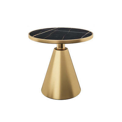 Contemporary Round Sintered Stone Metal Coffee Table