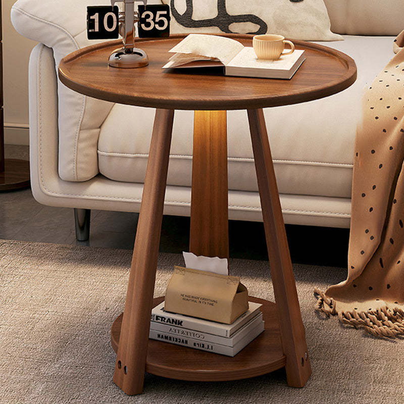 Minimalist Tripod Wood 2-Tier Coffee Table