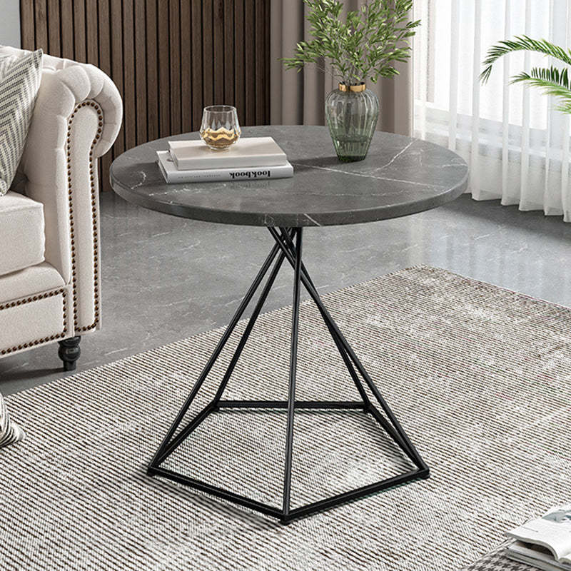 Eclectic Round Iron Rock Slab Coffee Table