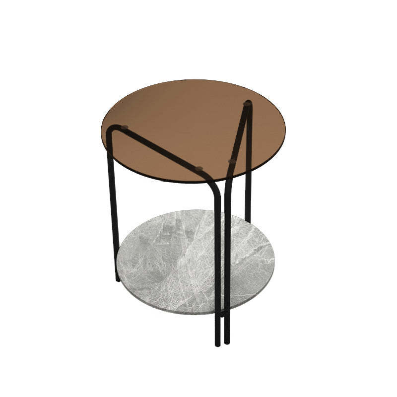 Contemporary Round Glass Top End Table
