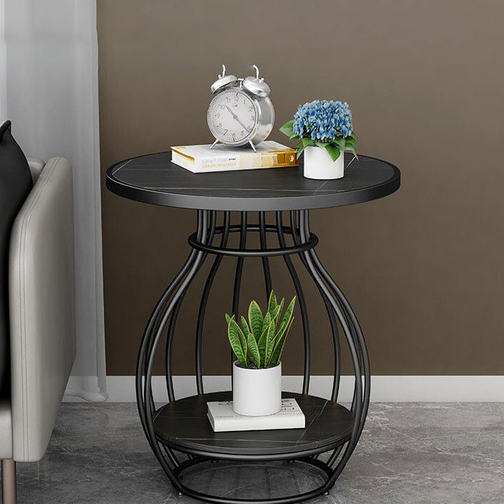 Scandinavian Birdcage Steel Slate Coffee Table — Black Tabletop - Black Frame