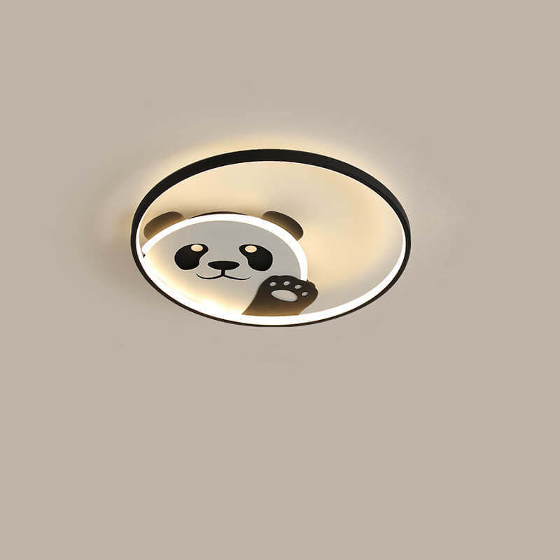 Cartoon Panda Round LED Flush Mount Light