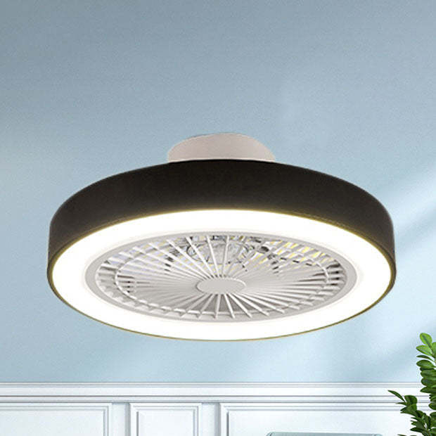 Minimalist Iron Copper LED Flush Mount Ceiling Fan Light