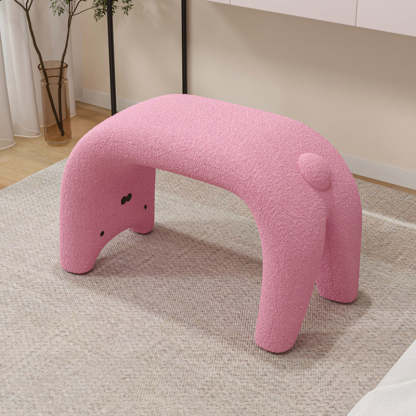 Curved Faux Fur Cat Vanity Stool