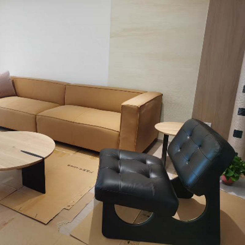 Black leather upholstered accent chairs - nordic