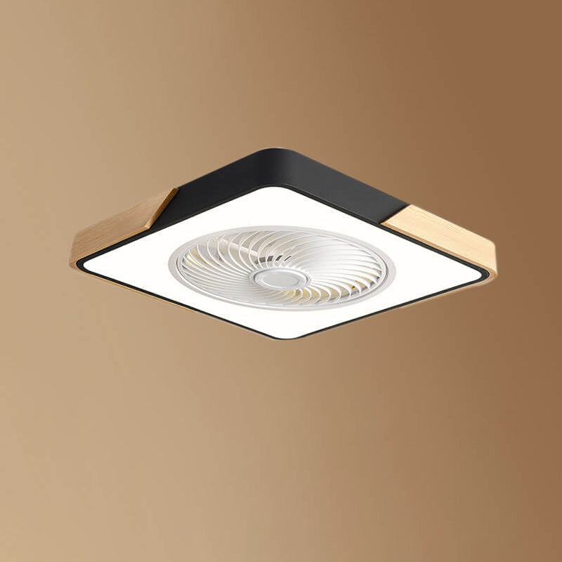 Nordic Macaron Square Wood LED Flush Mount Fan Light