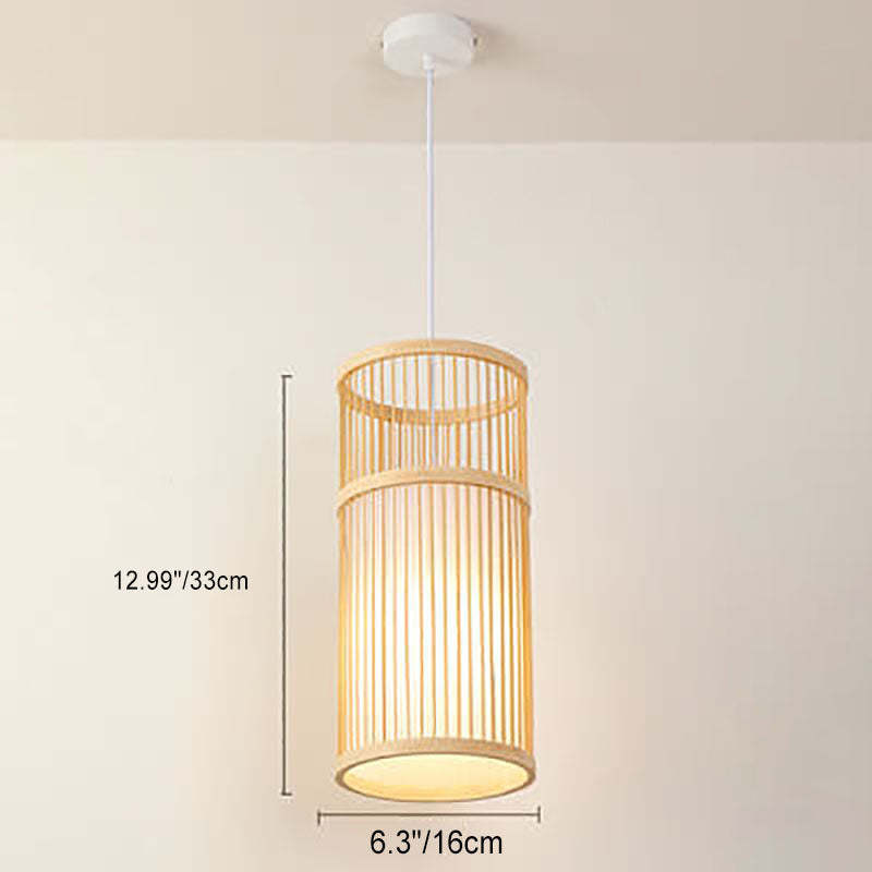 Japanese Zen Bamboo Lantern Pendant Light