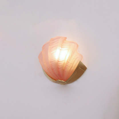 Art Deco Shell Brass Glass Wall Sconce