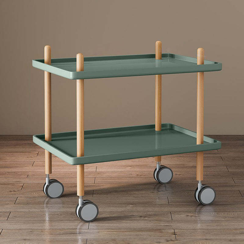 Minimalist Wood Metal Square Coffee Table 2-Shelf