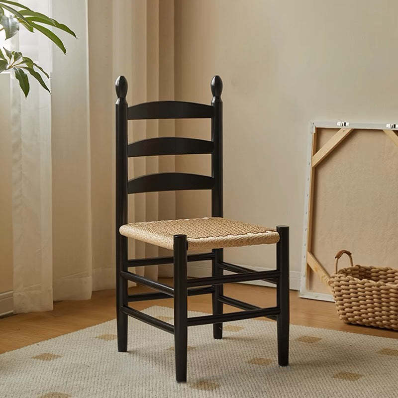 Lighom retro rubberwood woven natural dining chairs & benches