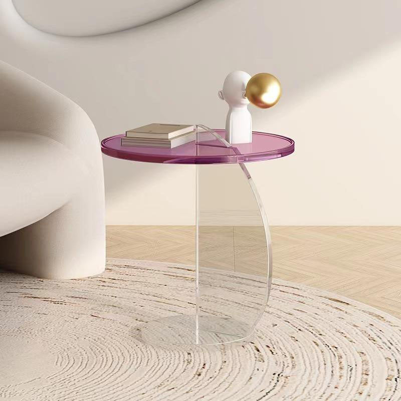 Minimalist Semicircular Plastic Coffee Table — Purple