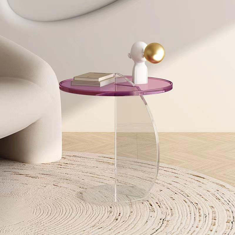 Minimalist Semicircular Plastic Coffee Table — Purple