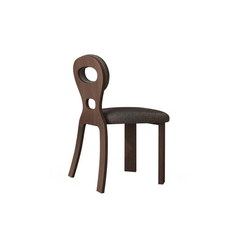 Nordic Oval Hollowed Lambswool Wood Dining Chair