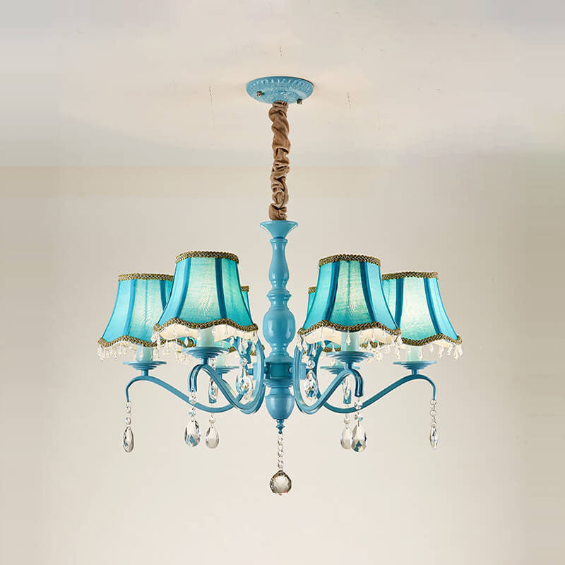 Modern Cone Iron Crystal Fabric Chandelier