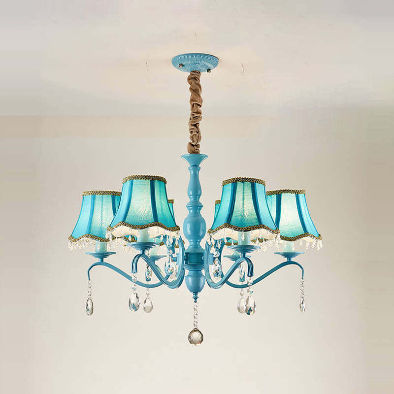 Modern Cone Iron Crystal Fabric Chandelier