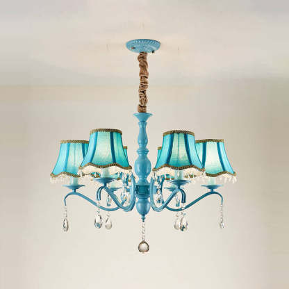 Modern Cone Iron Crystal Fabric Chandelier