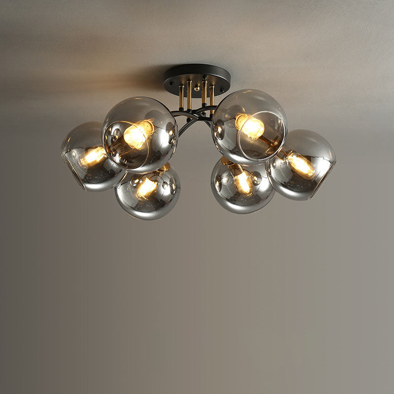 Modern Glass Magic Bean Round Semi-Flush Ceiling Light
