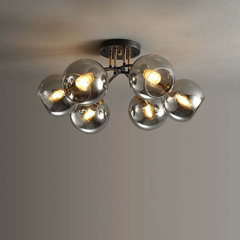 Modern Glass Magic Bean Round Semi-Flush Ceiling Light