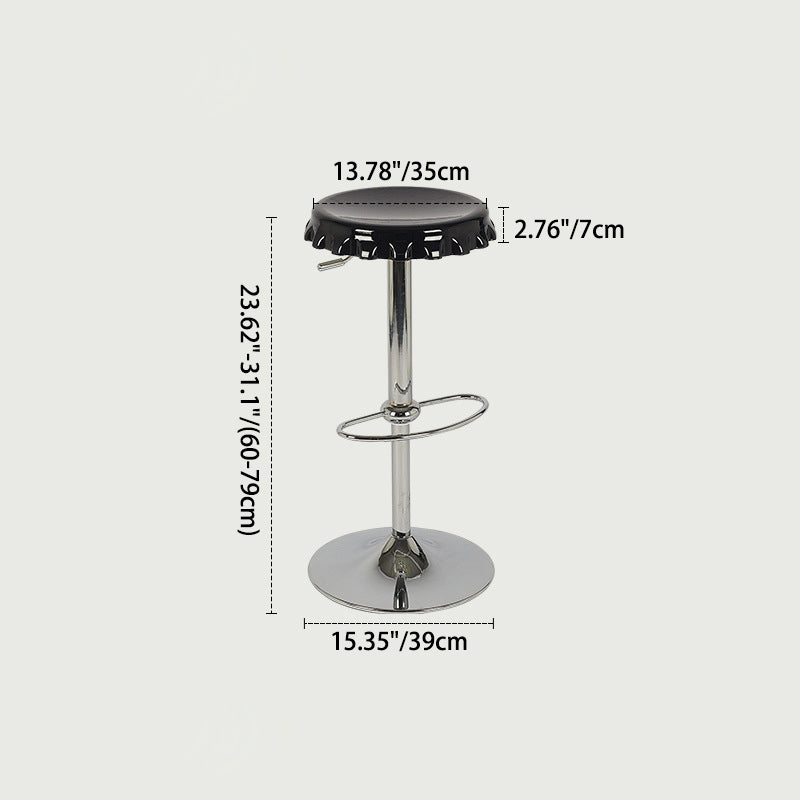 Contemporary Beer Bottle Cap Plastic Swivel Bar Stool — With Caster / Red