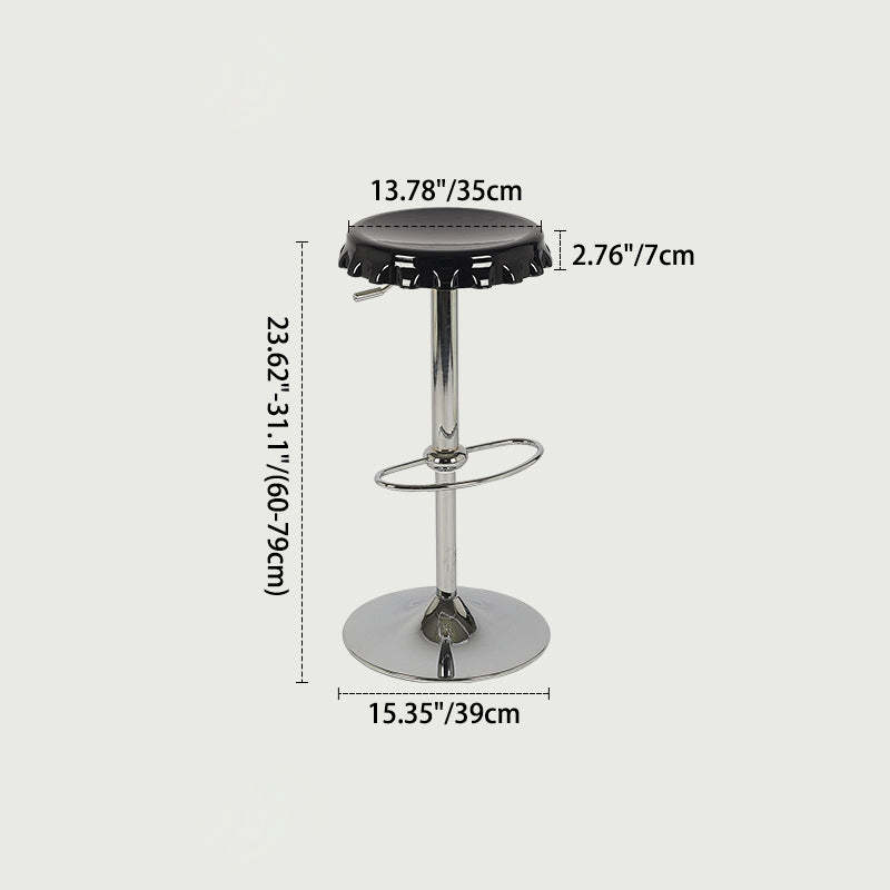 Contemporary Beer Bottle Cap Plastic Swivel Bar Stool — With Caster / Red