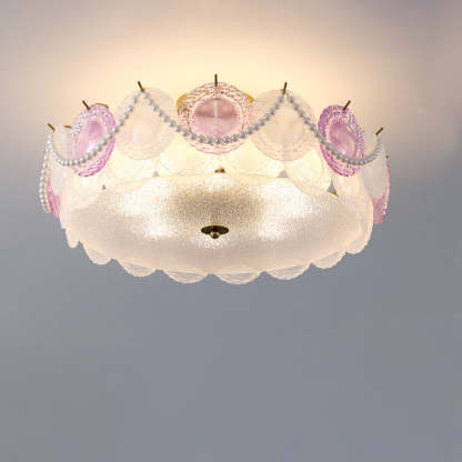 French Shell Textured Glass Pearl Ceiling Light