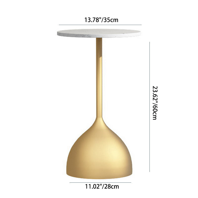 Minimalist Round Iron Marble End Table — Black / Gold