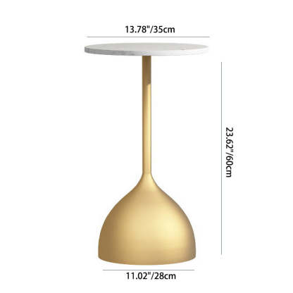 Minimalist Round Iron Marble End Table — Black / Gold