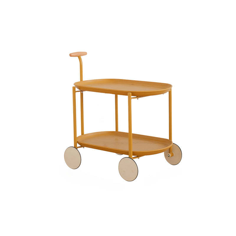 Contemporary Wood Metal Oval End Table 2-Tier