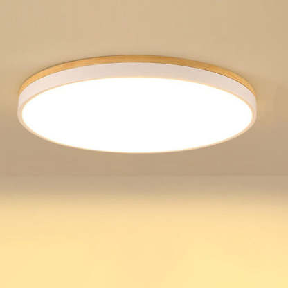 Nordic Solid Wood Round LED Flush Mount Light - D1181