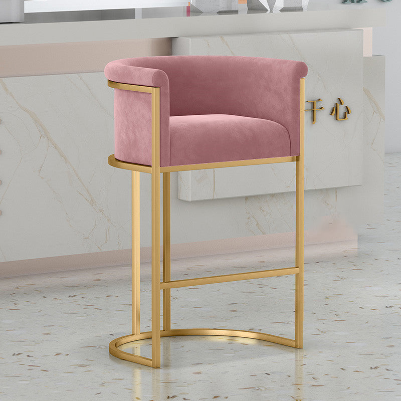 Nordic Half-Round Velvet Metal Armchair